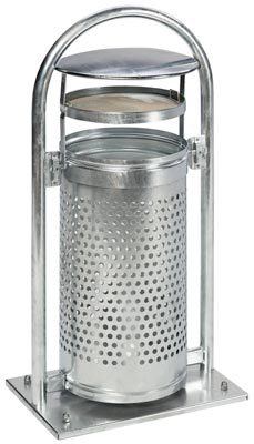 Abfallbehälter, Außeneinsatz, mit Ascher, komplett feuerverzinkt, Vol. 65 l, BxTxH 580x380x1165 mm
