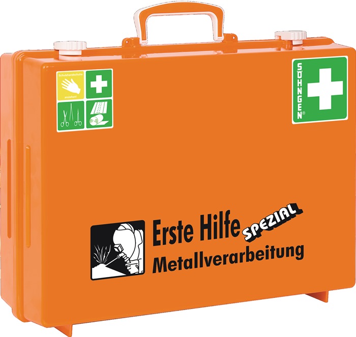 Erste Hilfe Koffer Beruf SPEZIAL Metallverarbeitung B400xH300xT150ca.mm orange
