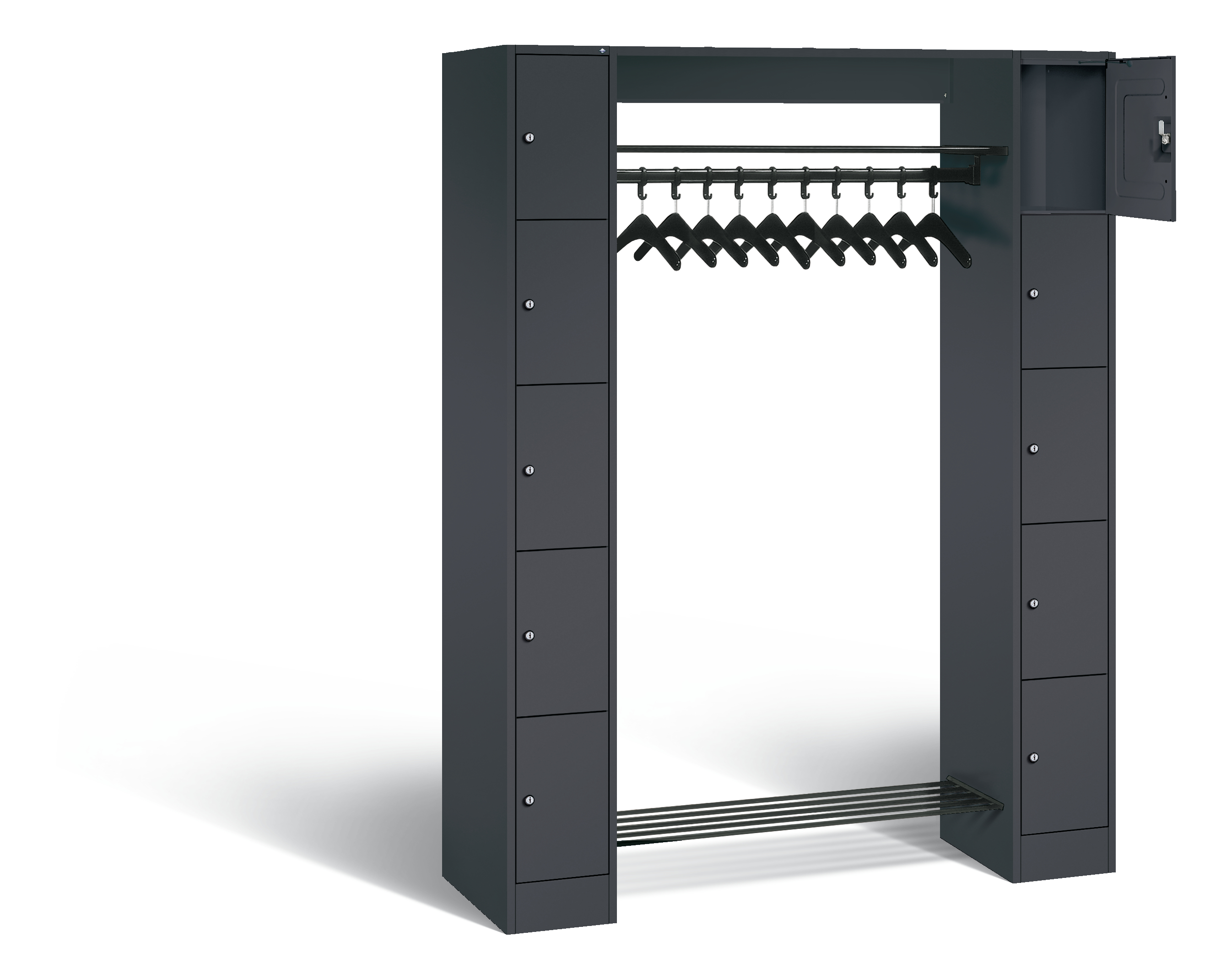 C+P Offene Garderobe, H1950xB1430xT480mm, 7016/7016