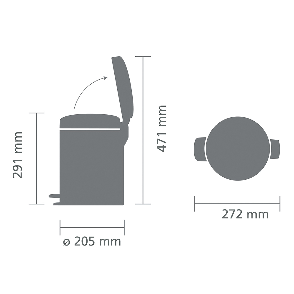 NewIcon Treteimer 5 L mit Kunststoffeinsatz (B: 20,5cm, T: 27,2cm, H: 29,1cm)
