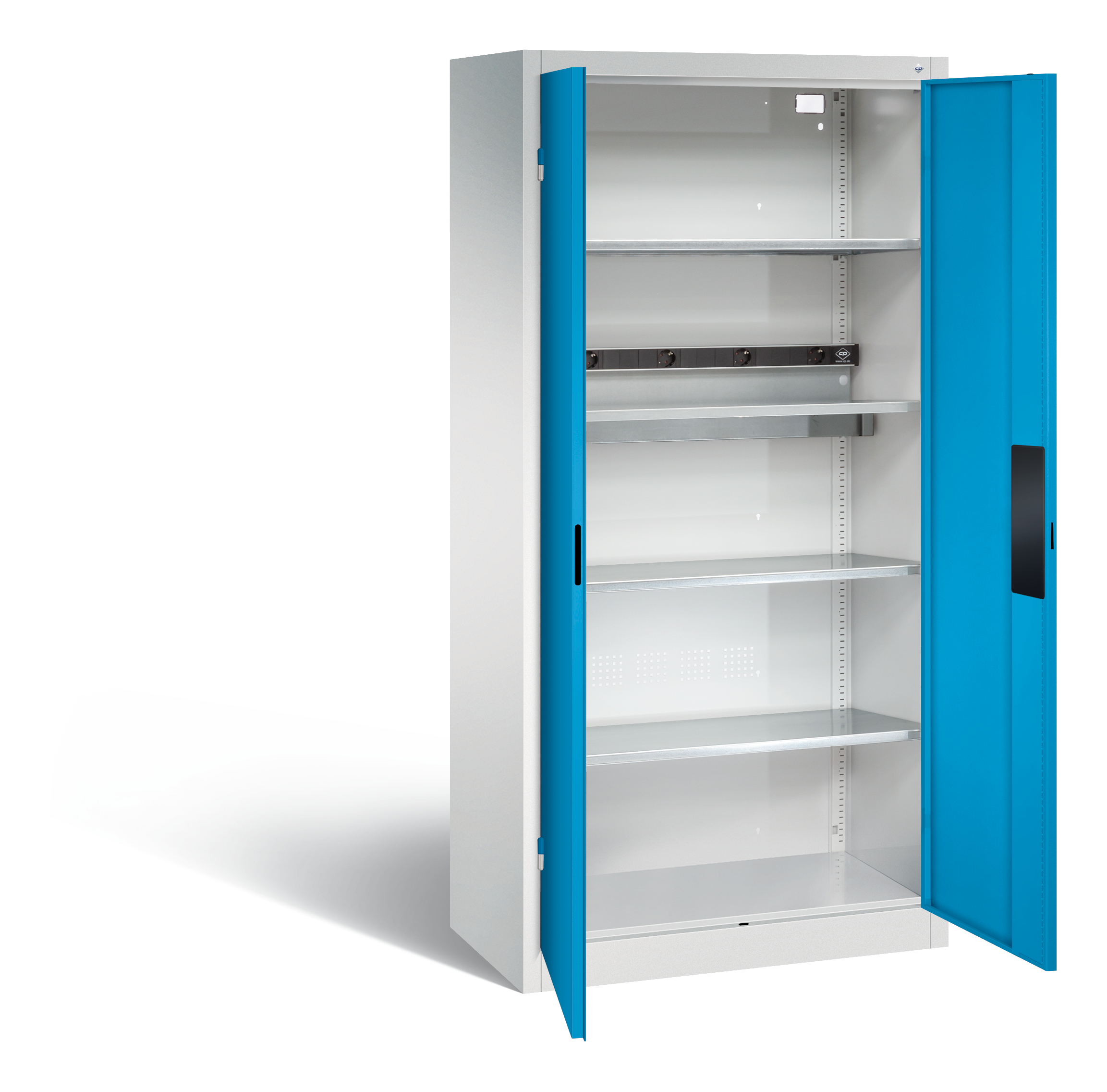 C+P Akkuladeschrank Serie 89, H1950xB930xT500mm, 7035/5012