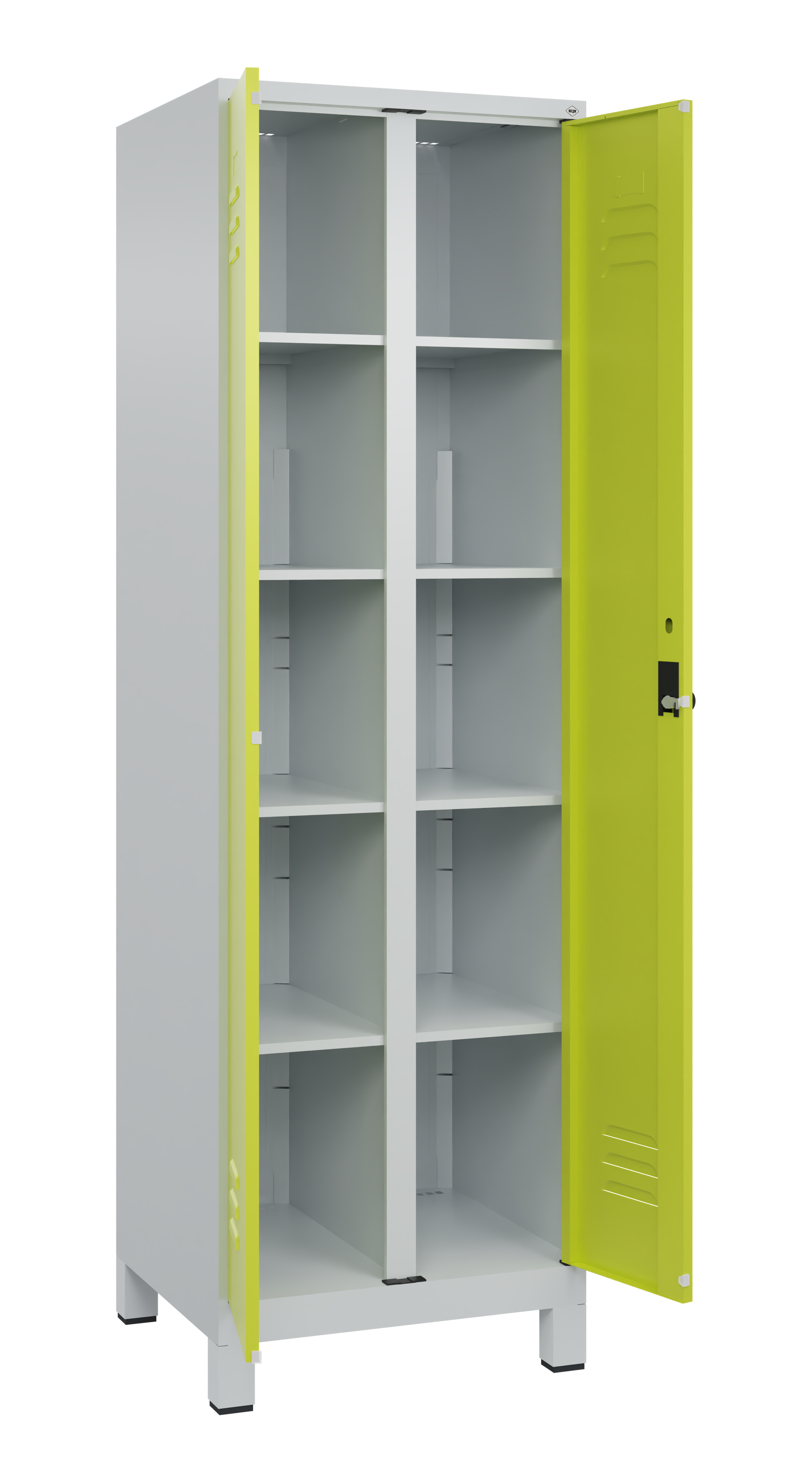 C+P Wäsche-Spind Classic PLUS, Füße, 2 Abteile, 1950x600x500mm, 7035/0024
