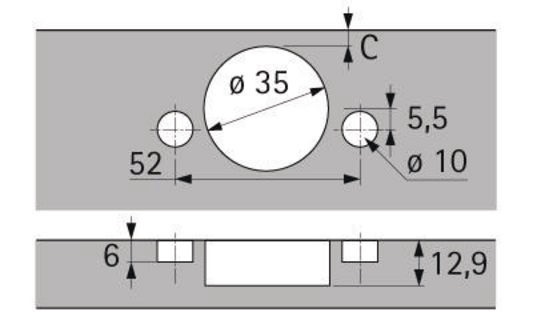 110°-Scharnier mit integrierter Dämpfung, einliegend, Schnellmontage Fix
