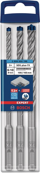 Hammerbohrersatz Expert Plus-7X 3-tlg.SDS Plus Ku.-Box m.Euroloch BOSCH