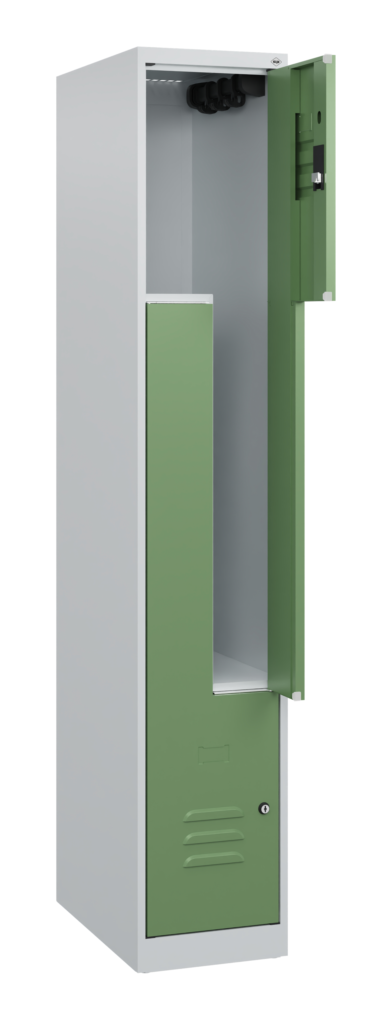 C+P Z-Spind Classic PLUS, 2 Abteile, 1700x300x500mm, 7035/6011