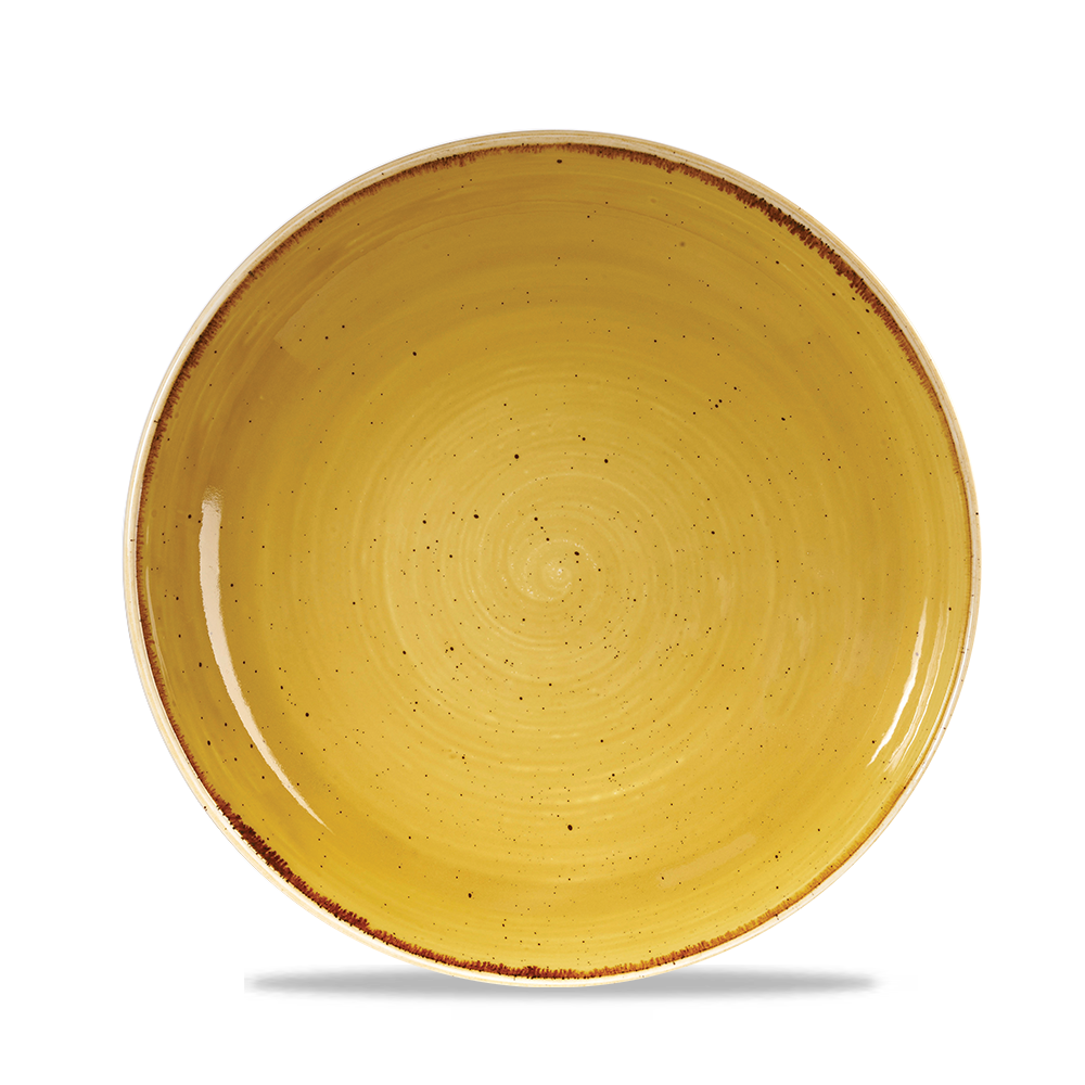 Churchill Super Vitrified Stonecast Mustard Teller Tief Coup 24,8cm, 12 Stück, Senfsamen Gelb, Rund