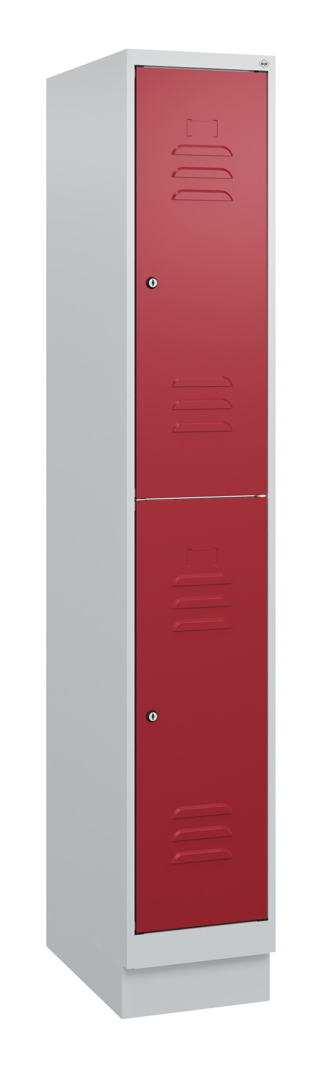 C+P Doppelstock-Spind Classic PLUS, Sockel, 1 Abteil, 1800x300x500mm, 7035/3003