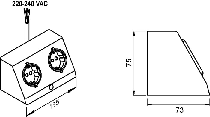 Doppel-Anbausteckdose 230 V Silberfarben L&S