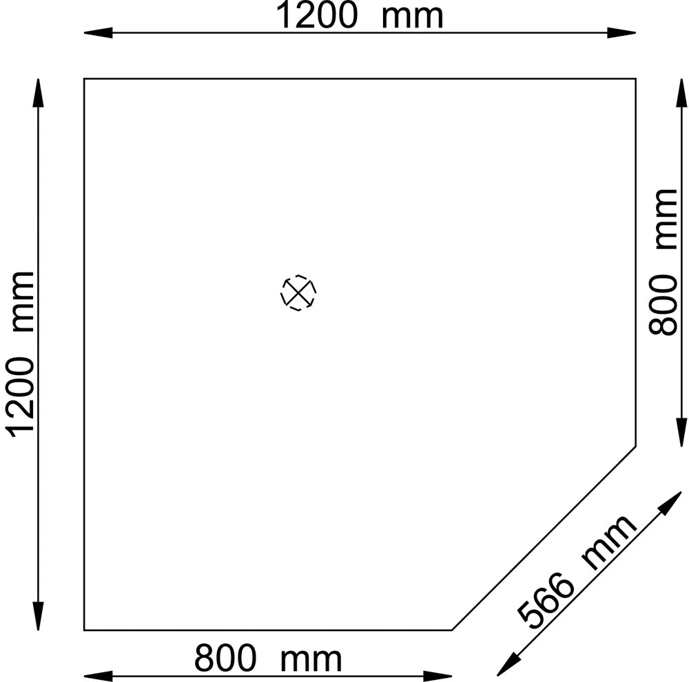 Verkettungsplatte, 5eck 90 Grad, BxTxH 1200x1200x650-850 mm, weiß, mit Stützfuß