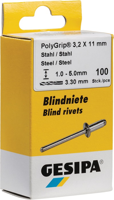 Blindniet PolyGrip® Nietschaft dxl 3,2x11,0mm Stahl/Stahl 100 St.GESIPA