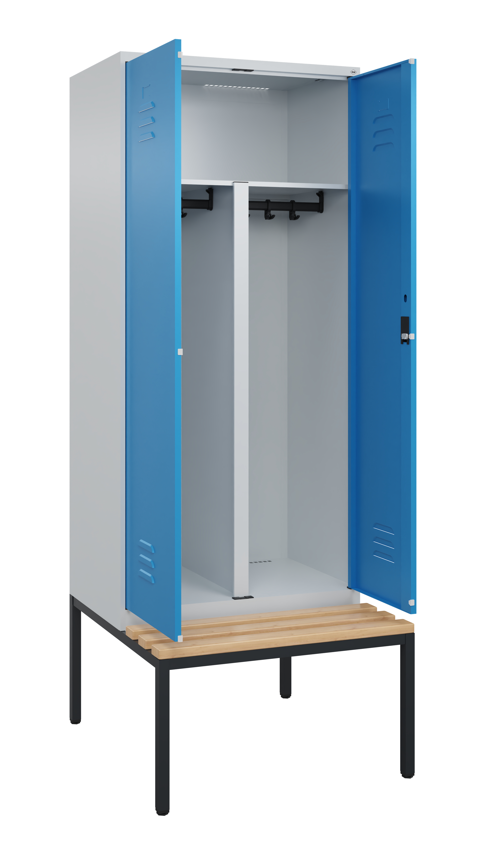 C+P PSA Doppel-Spind Classic PLUS, Bank, 2 Abteile, 2120x800x815mm, 7035/5012