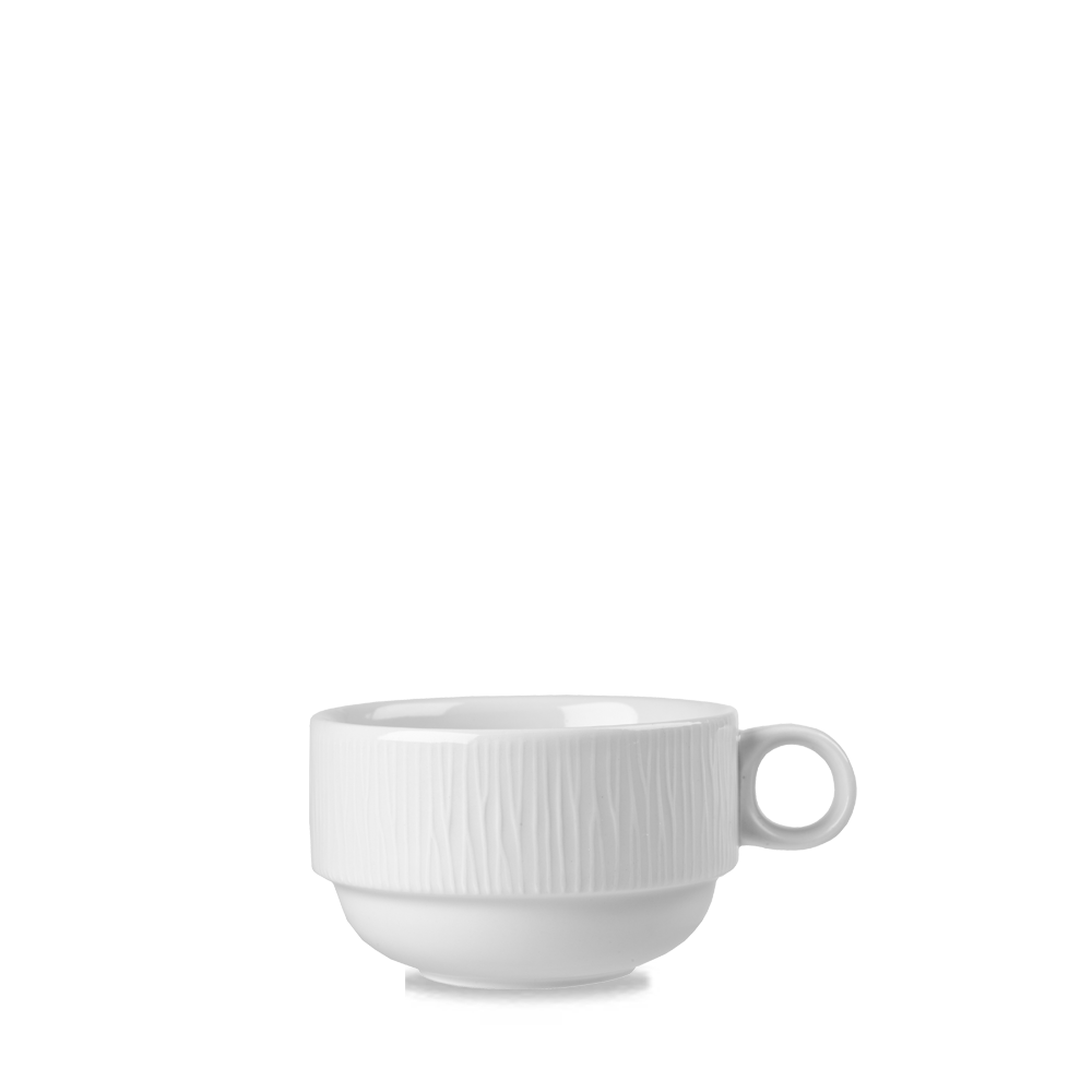 Churchill Super Vitrified Bambus Stapelbare Tasse, 28,4Cl, 12 Stück, Weiß, Rund