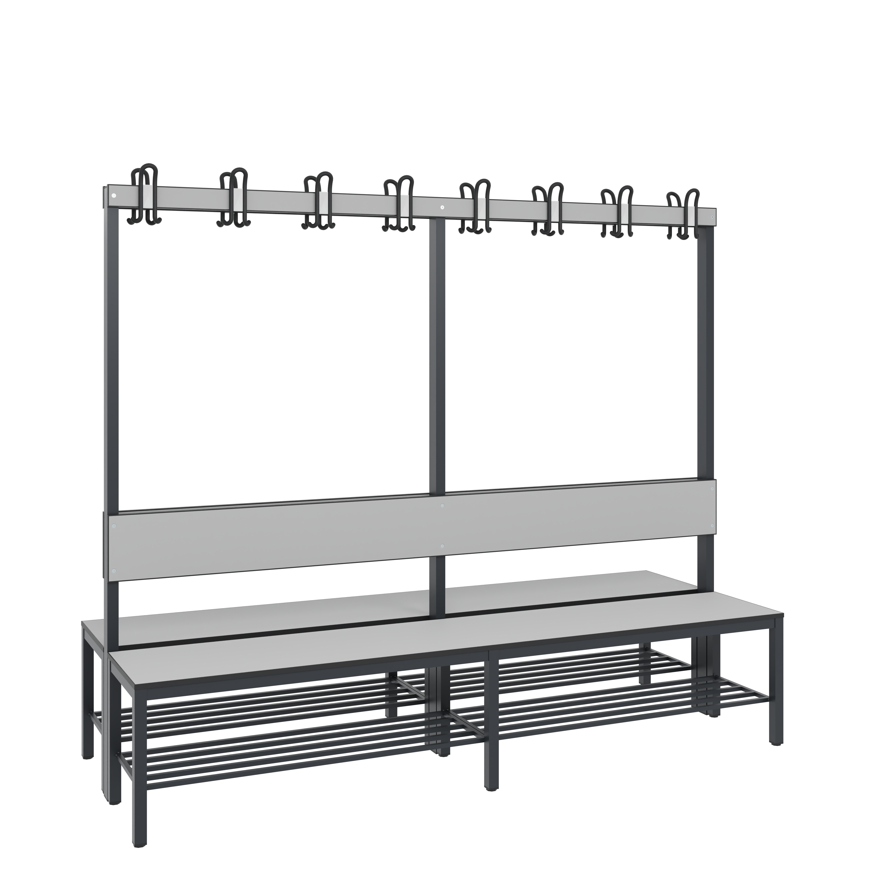 C+P Doppelseitige Garderobenbank mit Rückenlehne, Basic Plus, H1650xB1960xT760mm