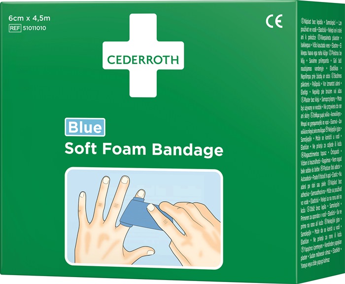 Pflaster u.Bandage Soft Foam selbsthaftend elastisch,blau Rl.6cmx4,5m CEDERROTH