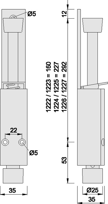 Türfeststeller 1226.02 Alu.silberf.lack.Hubh.120mm Türmontage KWS