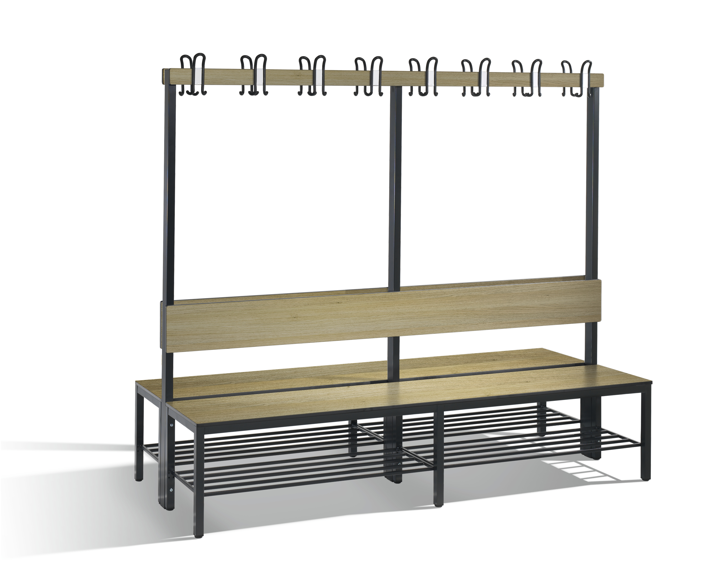 C+P Doppelseitige Garderobenbank mit Rückenlehne, Basic Plus, H1650xB1960xT760mm