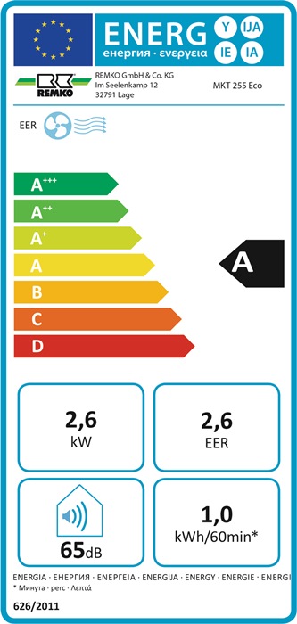 Klimagerät MKT 255 ECO S-Line 2,6 kW 2,5 l/h silber 80 m³ REMKO