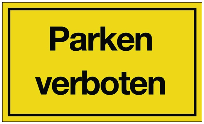 Hinweiszeichen Parken verboten L250xB150mm gelb schwarz Ku.