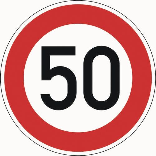 Verkehrszeichen VZ 274-50 Höchstgeschwindigkeit 50 km/h D.600 mmx2mm Ronde RA2