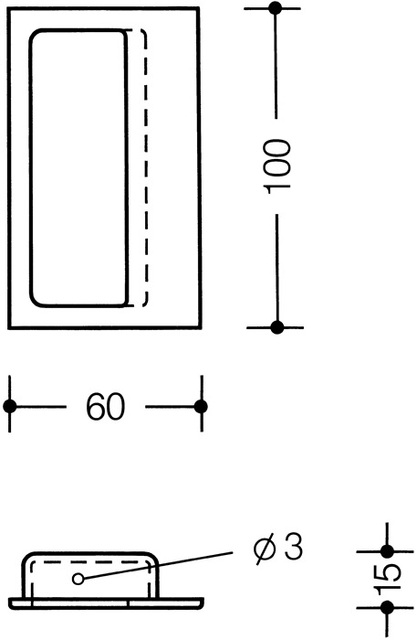 Schiebetürmuschel 539B PA 90 tiefschwarz ma rechteck.TS ab 19mm f.HLT