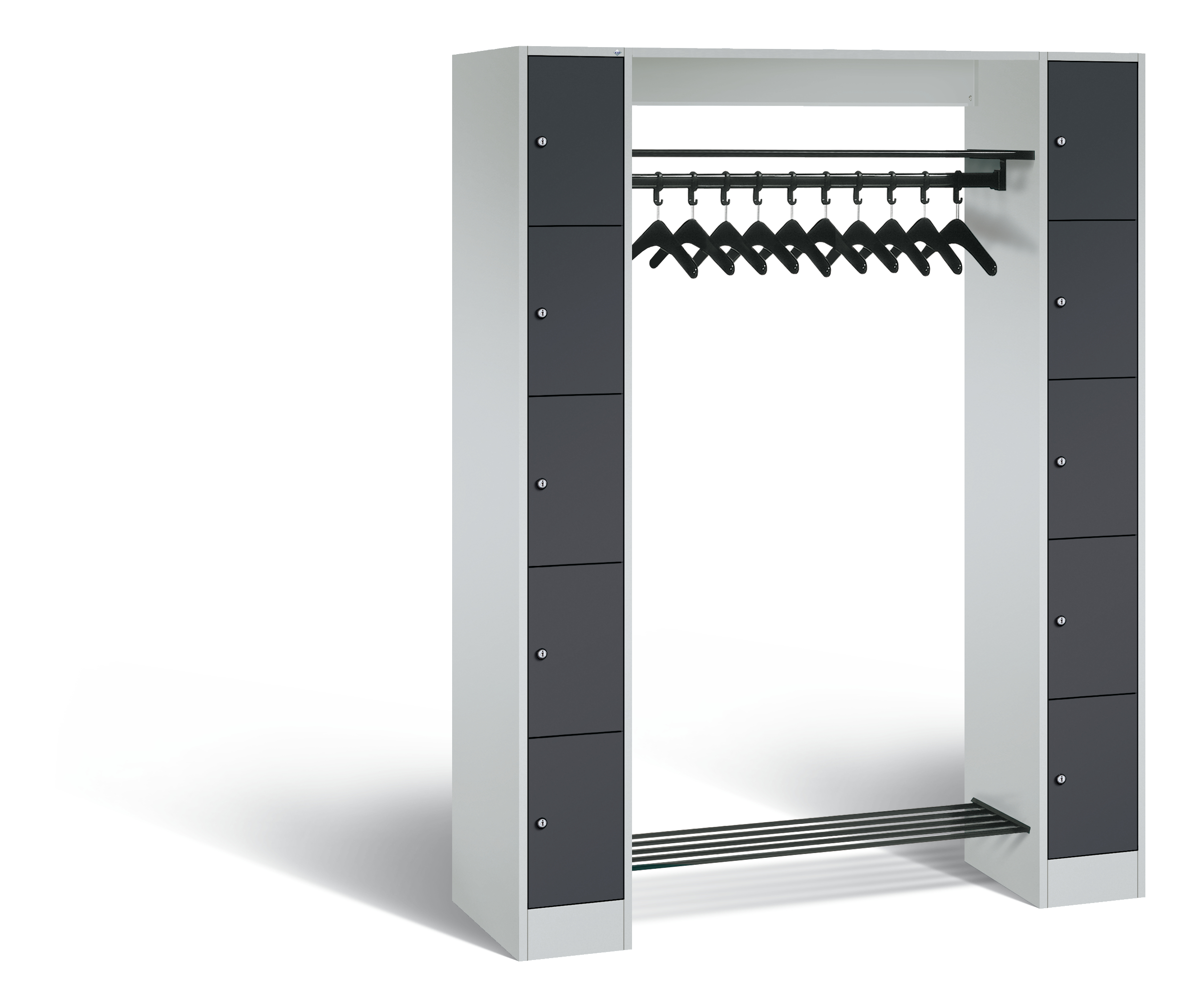 C+P Offene Garderobe, H1950xB1430xT480mm, 7035/7016