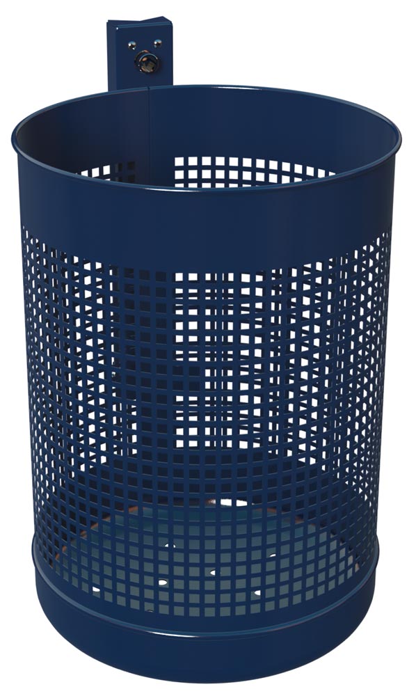 Abfallbehälter 50 l, Ausf. gelocht, DxH. 370x520 mm, inkl. Befestigungsschiene + Dreikantschlüssel, RAL 5013
