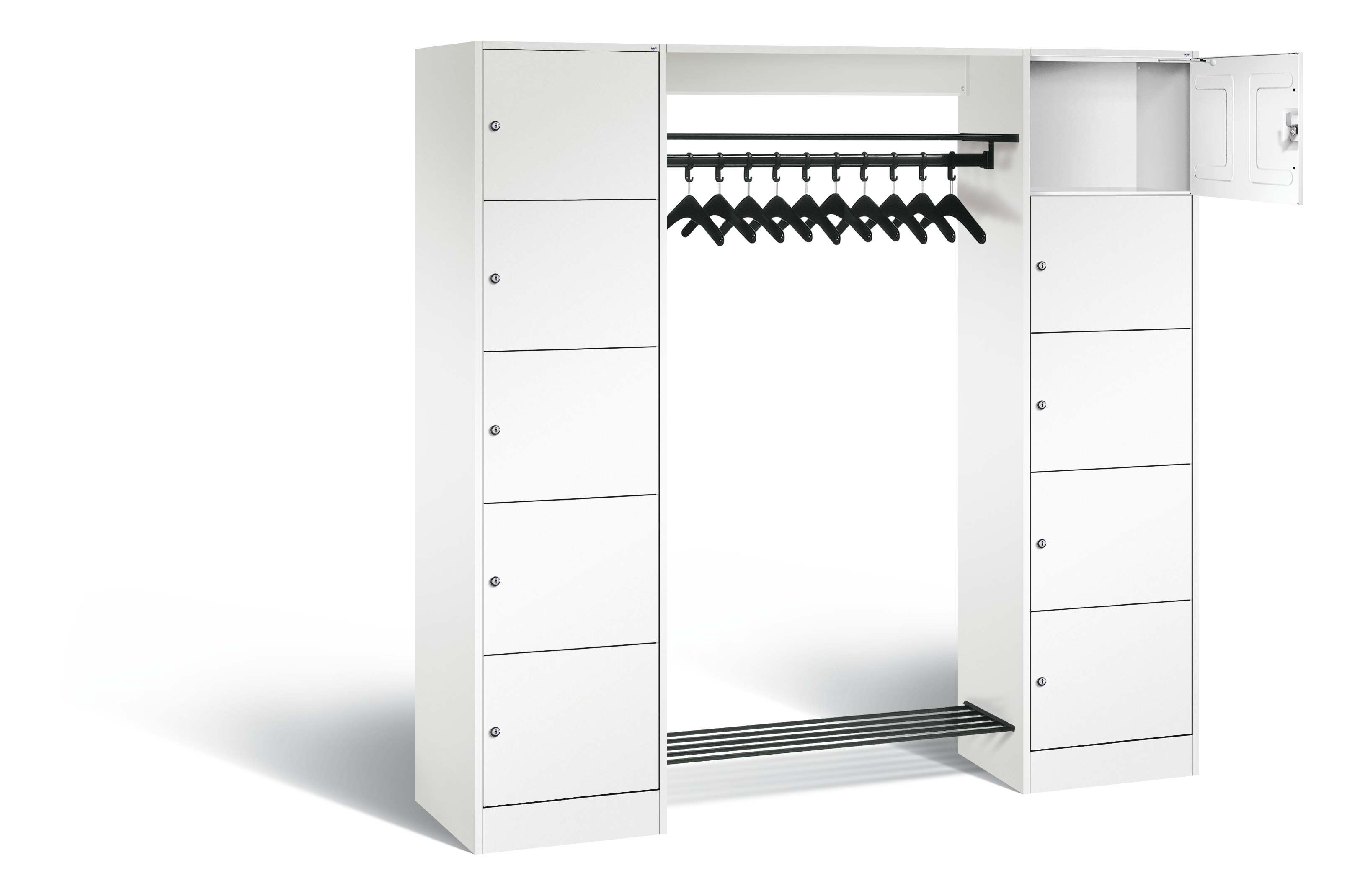 C+P Offene Garderobe Vesto, H1950xB1870xT480mm, 9016/9016