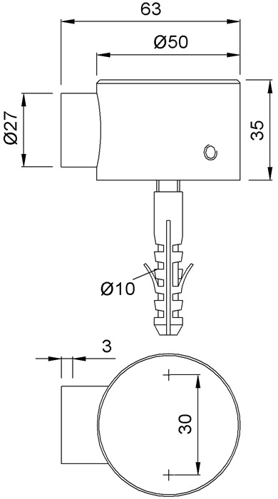 Bodentürpuffer 2110.82 D.50mm H.35mm VA ma Dübelmontage KWS