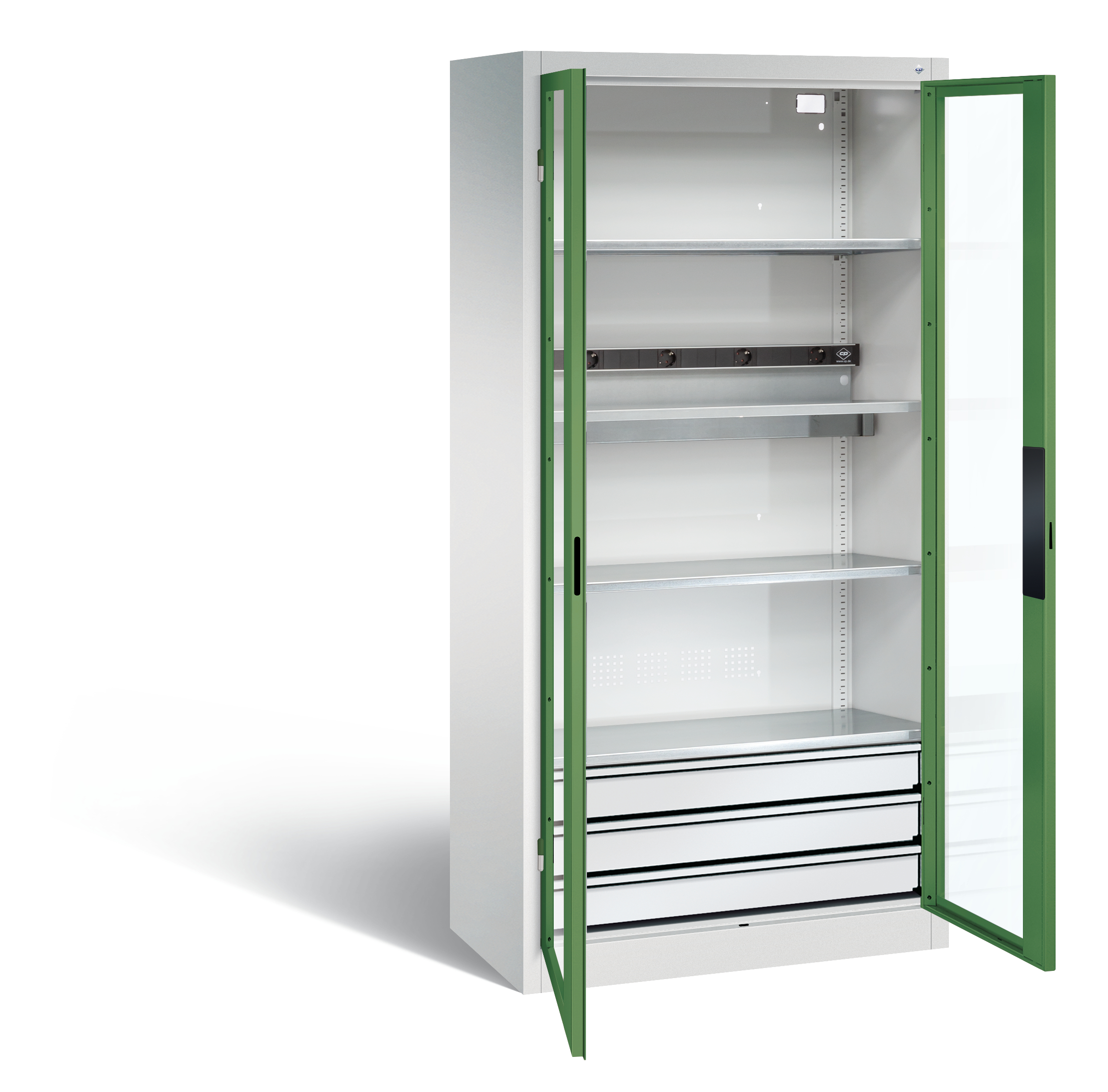 C+P Akkuladeschrank Serie 89, H1950xB930xT500mm, 7035/6011