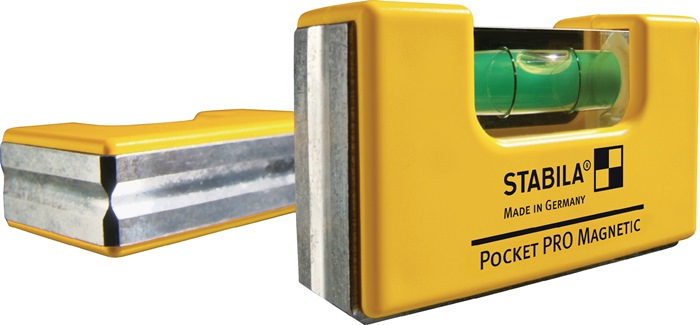 Wasserwaage Pocket PRO Magnetic 7cm Alu.gelb ± 1mm/m m.Magnet STABILA