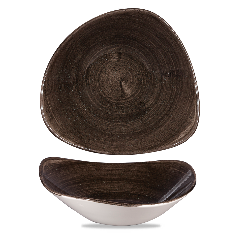 Churchill Super Vitrified Stonecast Patina Iron Black Bowl Dreieck, 23,5 cm / 60 cl, 12 Stück