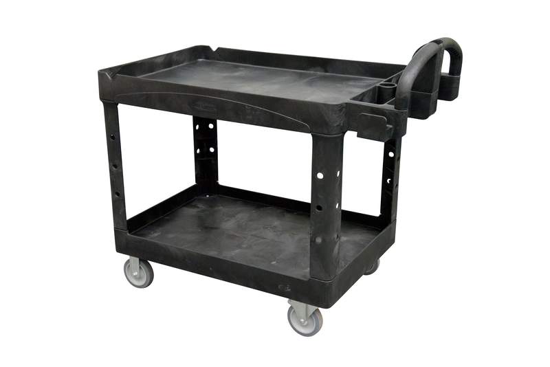 Rubbermaid Mehrzweckwagen mit ergonomischem Griff für schwere Lasten (erhöhte Bodenkanten), mittelgroß, schwarz