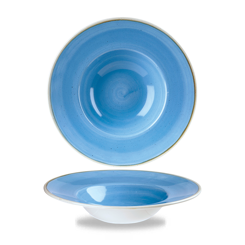 Churchill Super Vitrified Stonecast Cornflower Blue Teller Tief 24cm, 12 Stück