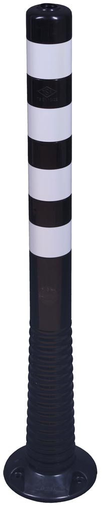 Flexipfosten, schwarz/silber m. 4 retroreflektierenden Streifen, Polyurethan H.1000 mm, Durchm. 80 mm, ohne Befestigungsmaterial