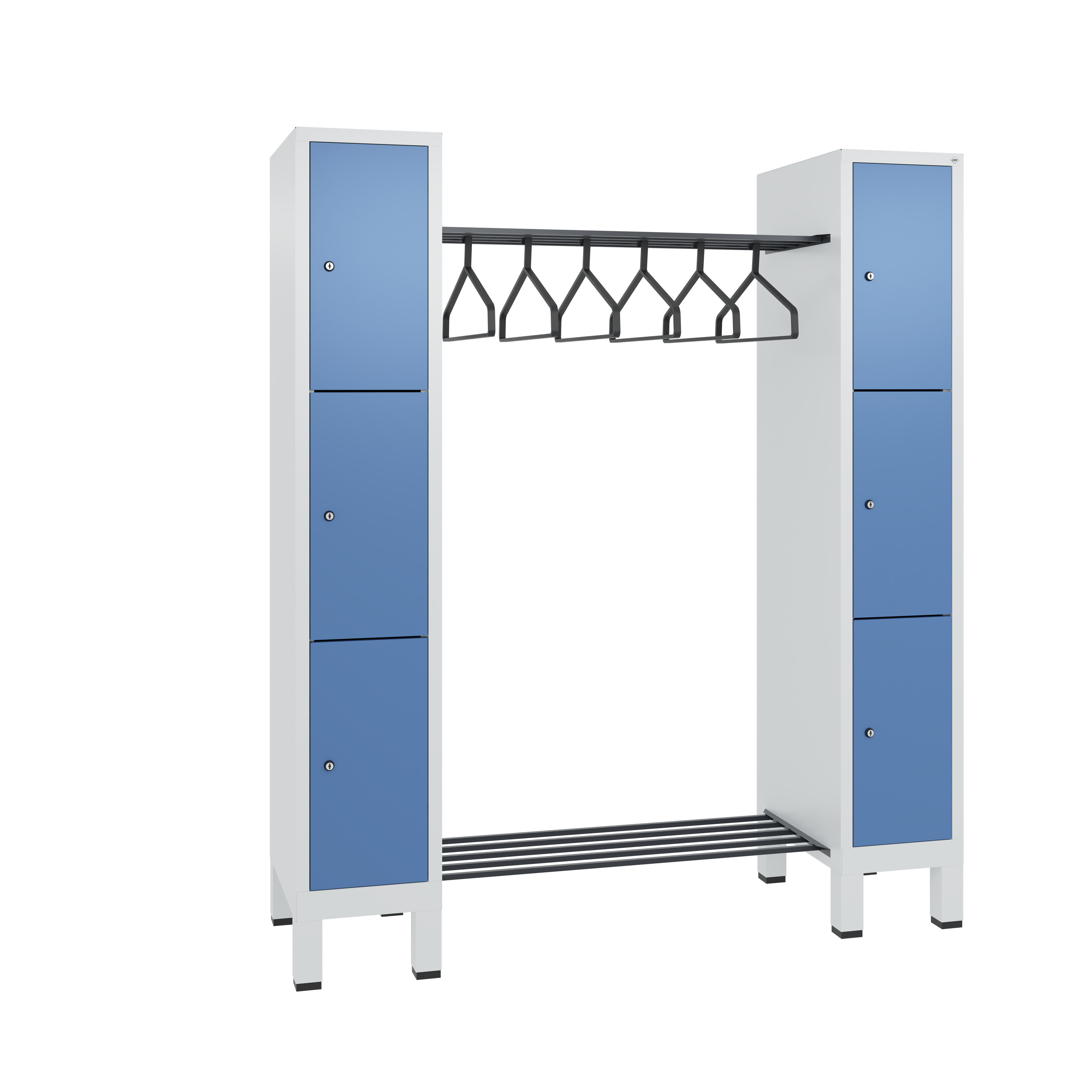 C+P Offene Garderobe Evolo, H1850xB1591xT500mm, 7035/5023