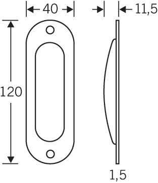 Schiebetürmuschel 42 4212 Alu.F1/naturf.ov.bl.L.120mm B.40mm FSB