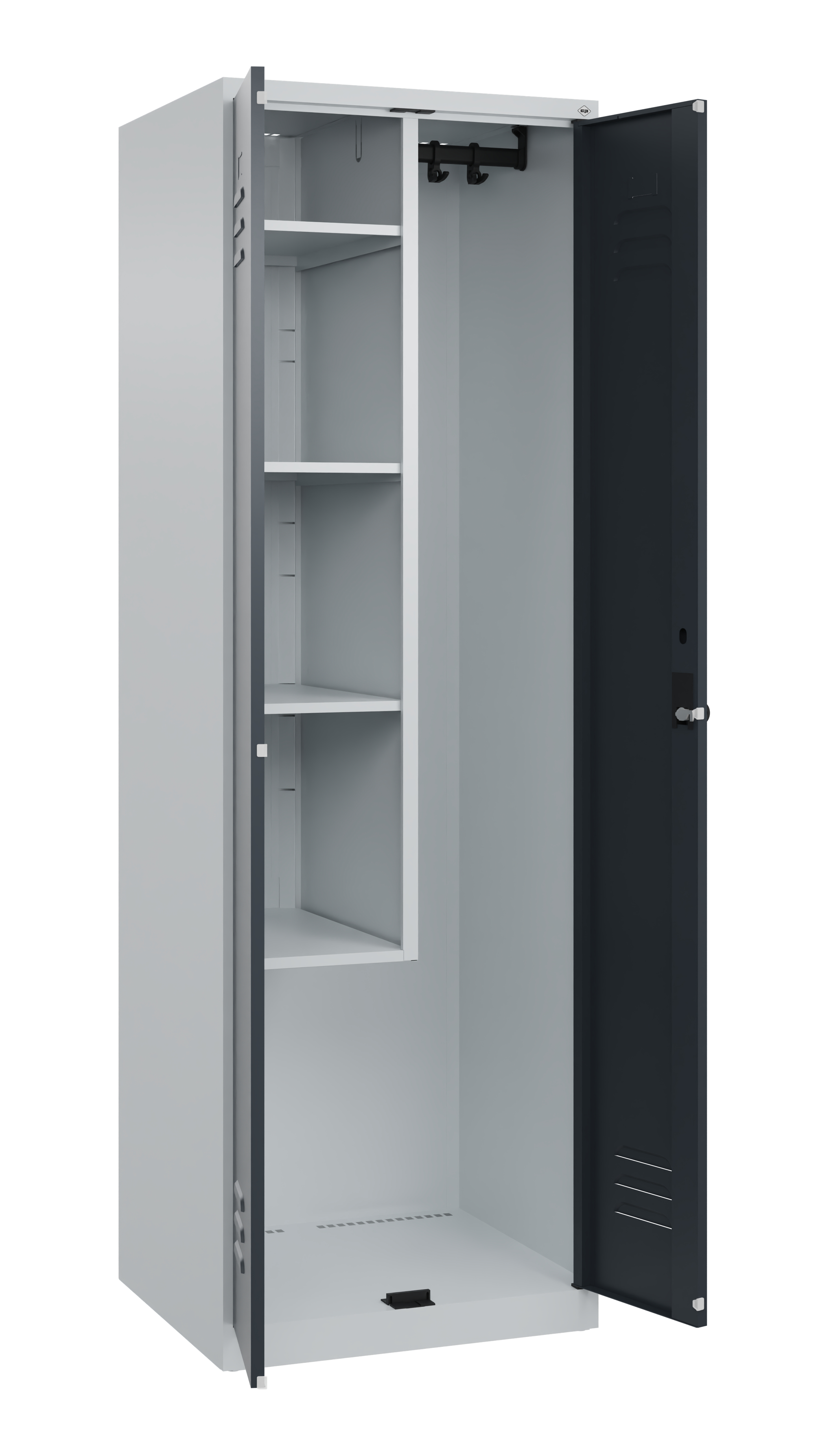 C+P Putzmittel-Spind Classic PLUS, 2 Abteile, 1850x600x500mm, 7035/7016