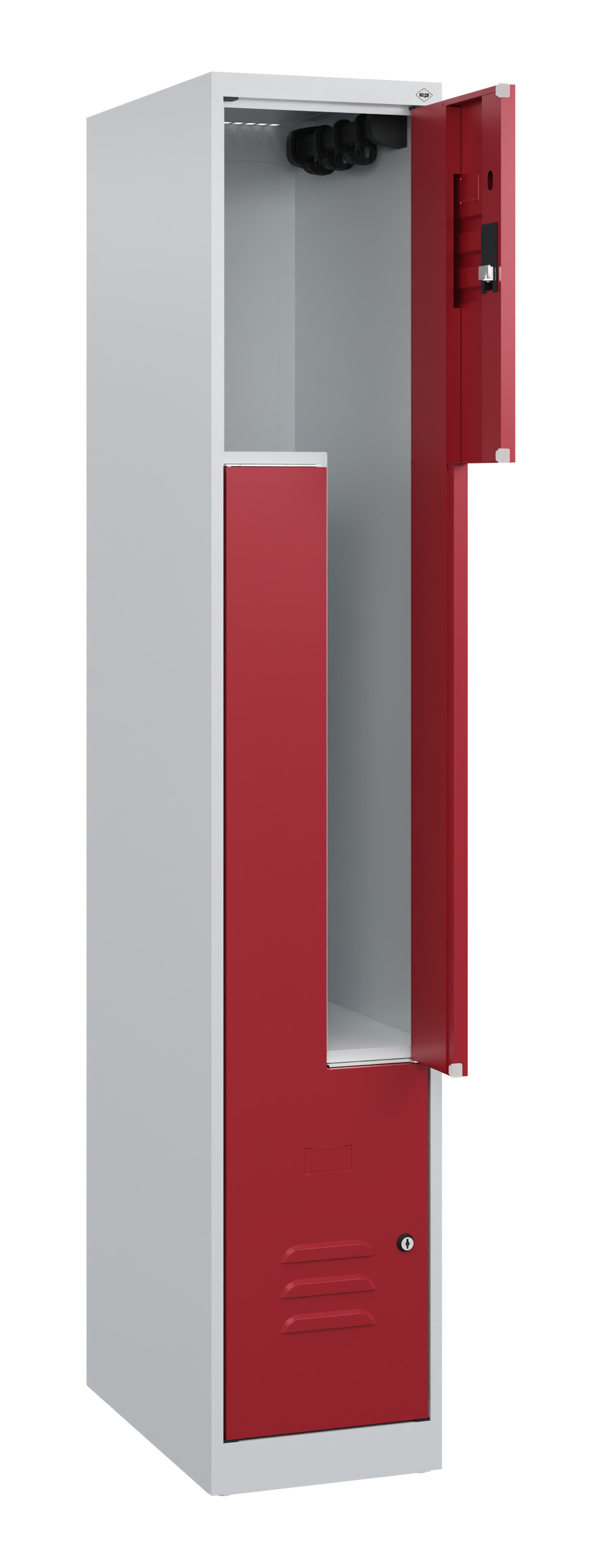 C+P Z-Spind Classic PLUS, 2 Abteile, 1700x300x500mm, 7035/3003
