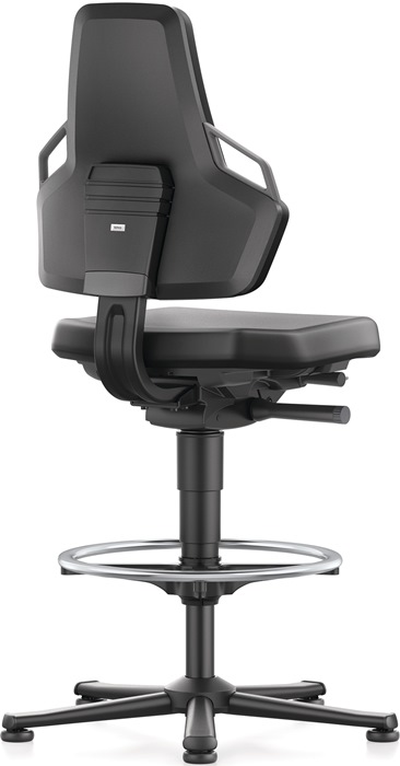 BIMOS Arbeitsdrehstuhl Bodengleiter + Fußring Grifffarbe grau