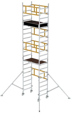 Ein-Personen-Gerüst, Gerüsthöhe 5,30 m, Plattformhöhe 4,10 m, Arbeitshöhe ca. 6,10 m