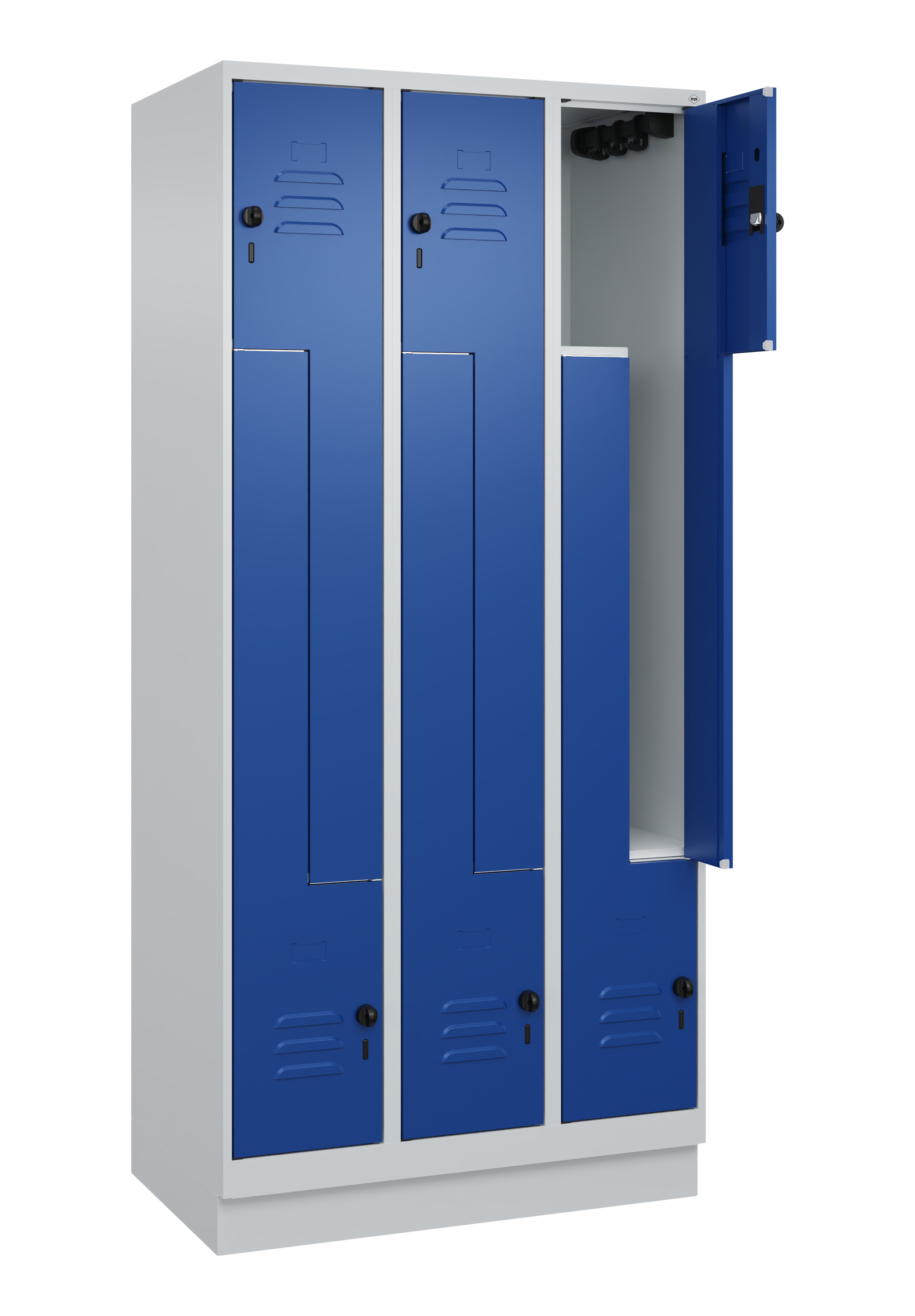 C+P Z-Spind, Classic PLUS, Sockel, 6 Abteile, 1950x900x500mm, 7035/5010