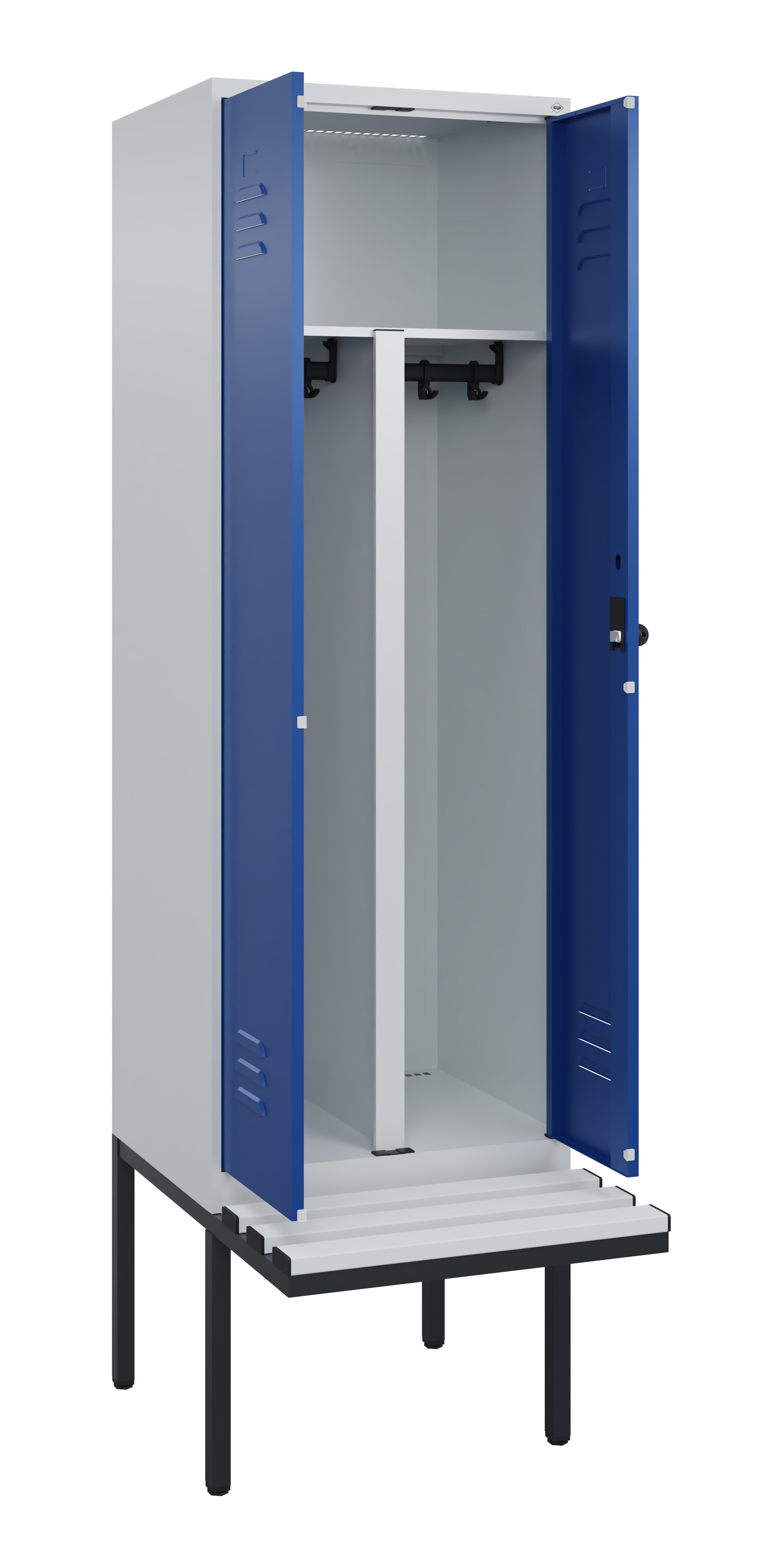 C+P PSA Doppel-Spind Classic PLUS, Bank, 2 Abteile, 2120x600x815mm, 7035/5010