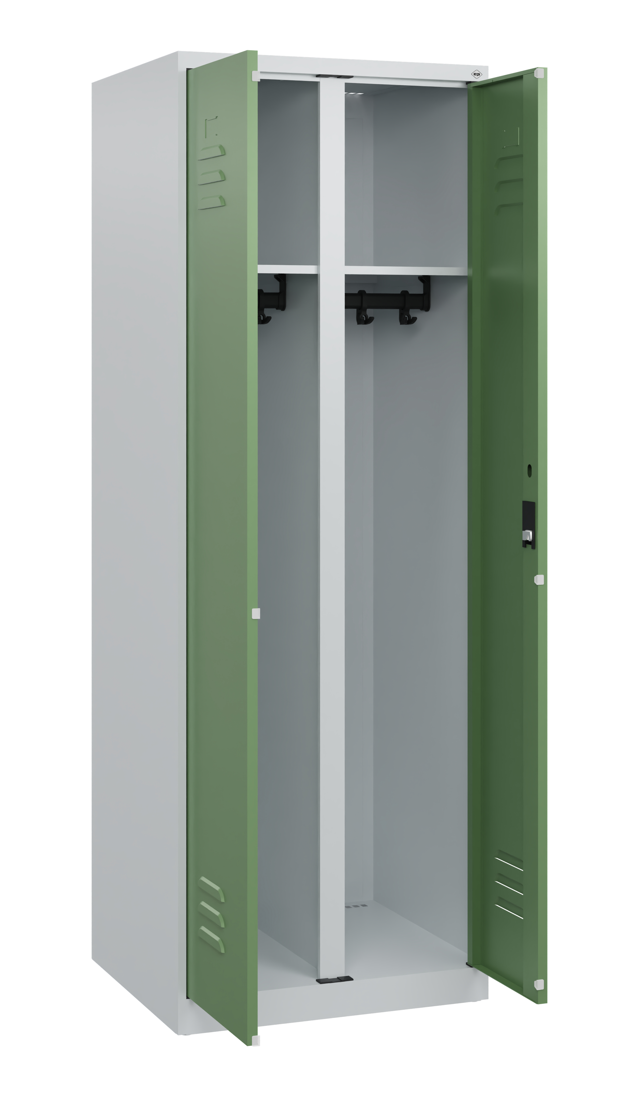 C+P Schwarz-Weiß-Spind Classic PLUS, 2 Abteile, 1700x600x500mm, 7035/6011
