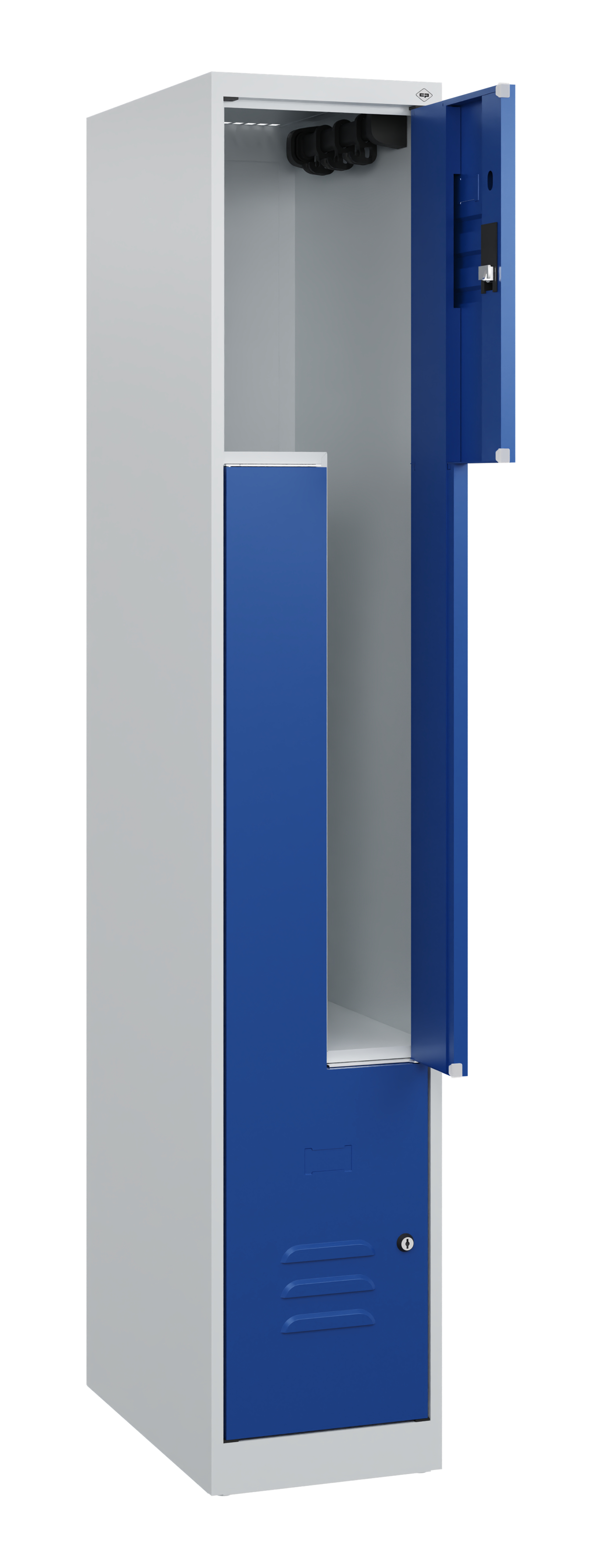 C+P Z-Spind Classic PLUS, 2 Abteile, 1700x300x500mm, 7035/5010