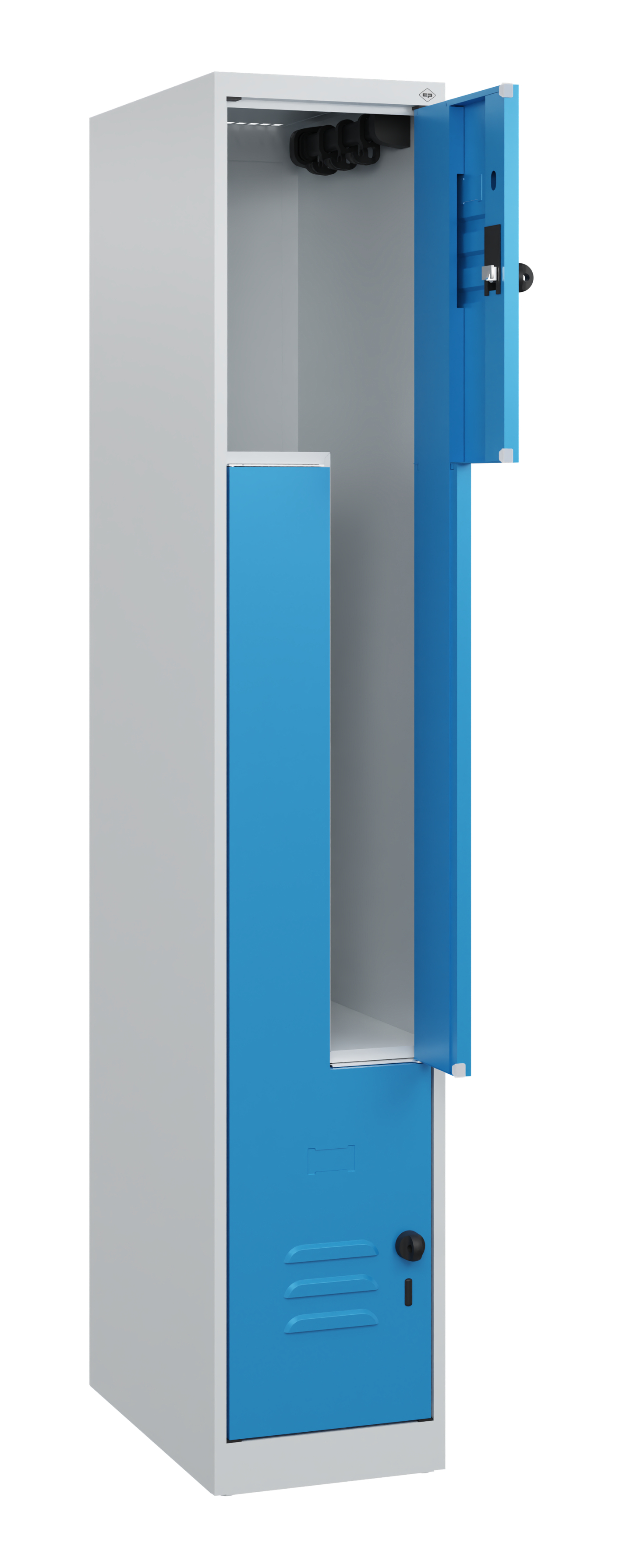 C+P Z-Spind Classic PLUS, 2 Abteile, 1700x300x500mm, 7035/5012