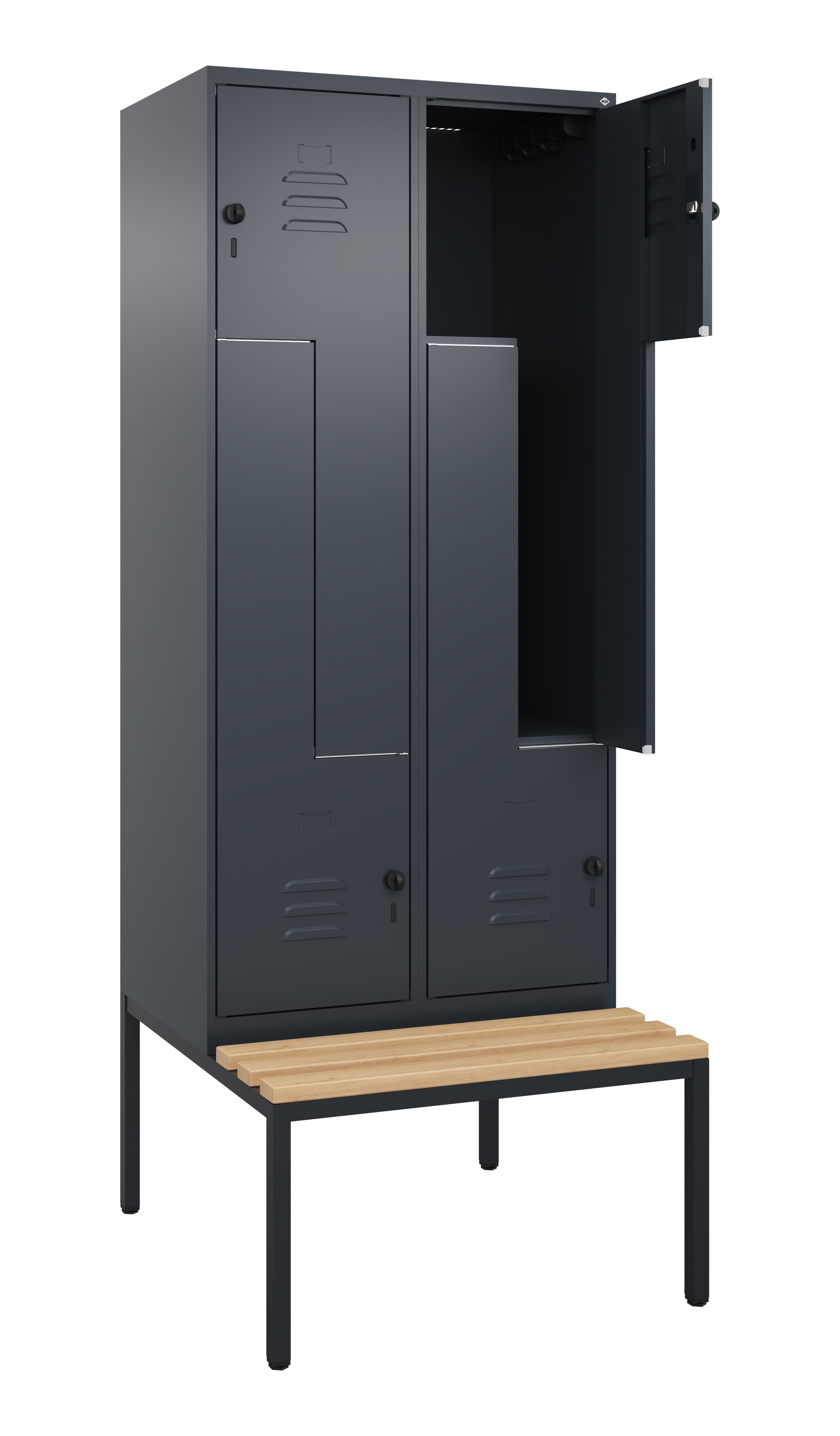 C+P Z-Spind Classic PLUS, Bank, 4 Abteile, 2120x800x815mm, 7016/7016