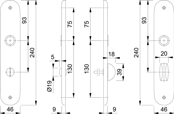 Langschildpaar 273P F1/naturf.F1 Bad SK/OL 78mm HOPPE
