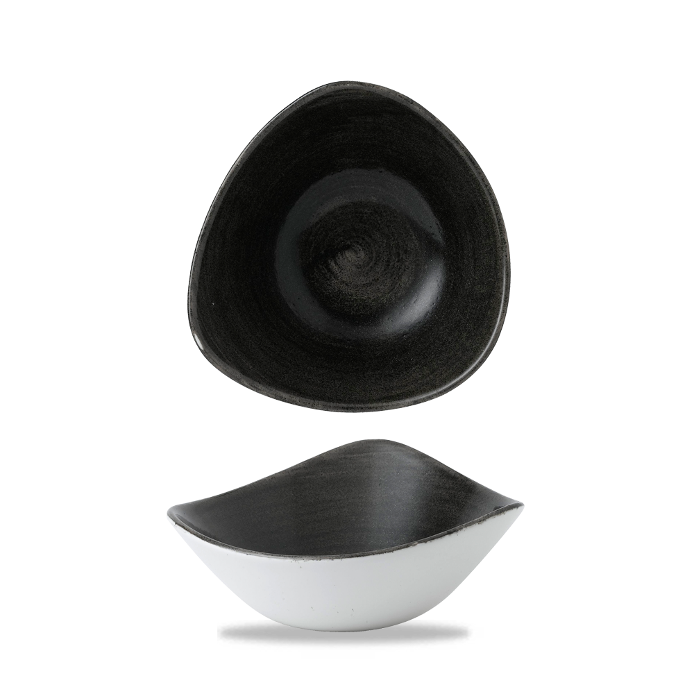 Churchill Super Vitrified Stonecast Patina Iron Black Bowl Dreieck, 18,5 cm / 37 cl, 12 Stück