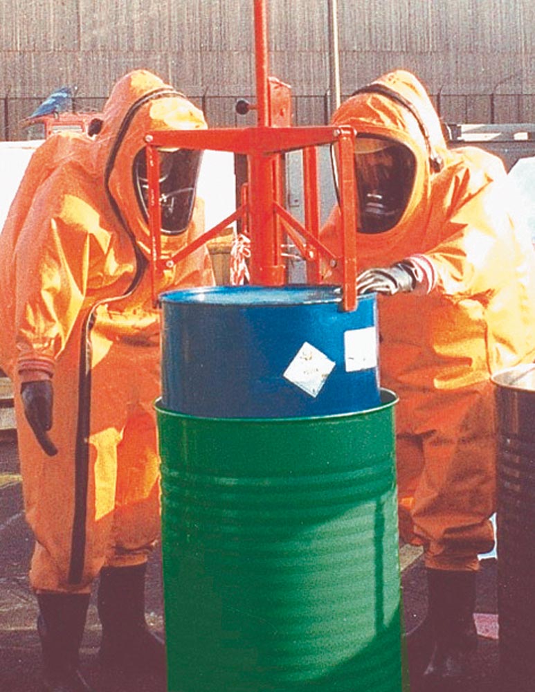 Fass-Greifer für stehende Stahl- oder Kunststoff-Fässer, für Fass-Durchm. 270-680 mm, Traglast 400 kg, RAL 2000