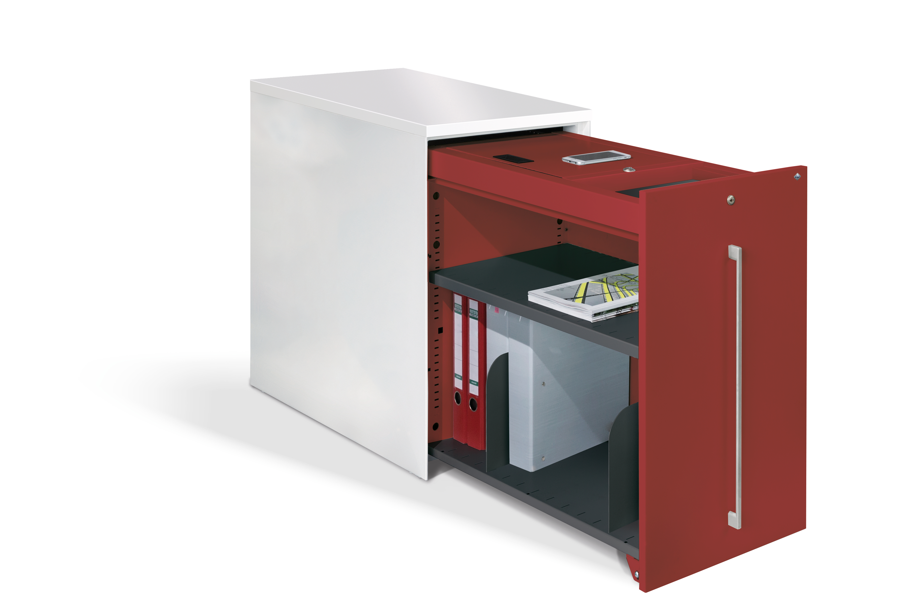 C+P Auszugschrank in Schreibtischhöhe Asisto, H740B430T800 mm, 7035/3003